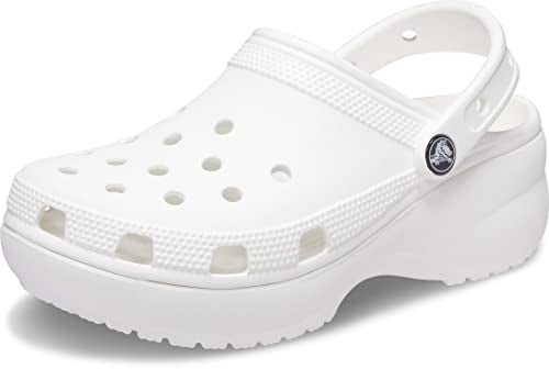 Crocs Classic Platform Clogs - Women's White Shoe Deals Outlet