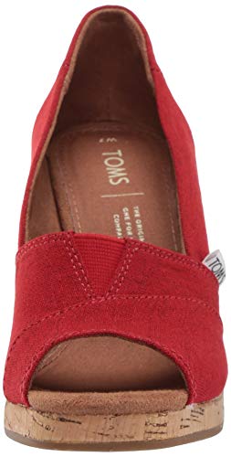 TOMS Classic Wedge - Women's Red Crosshatch Jacquard Shoe Deals Outlet