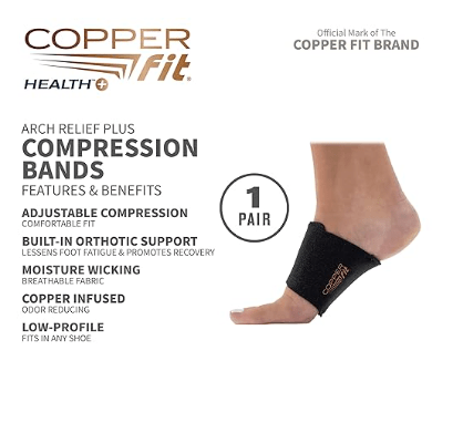 CopperFit Unisex Arch Relief Support Wrap Black OSFA 754502049103 Shoe Deals Outlet