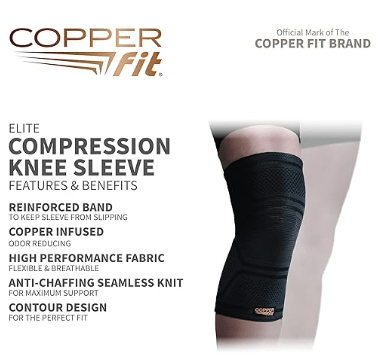CopperFit Unisex Elite Copper Infused Knee Compression Sleeve Black S/M 754502041527 Shoe Deals Outlet