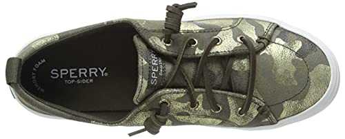 Sperry Crest Vibe Metallic Leather - Women's Silver Camo Shoe Deals Outlet