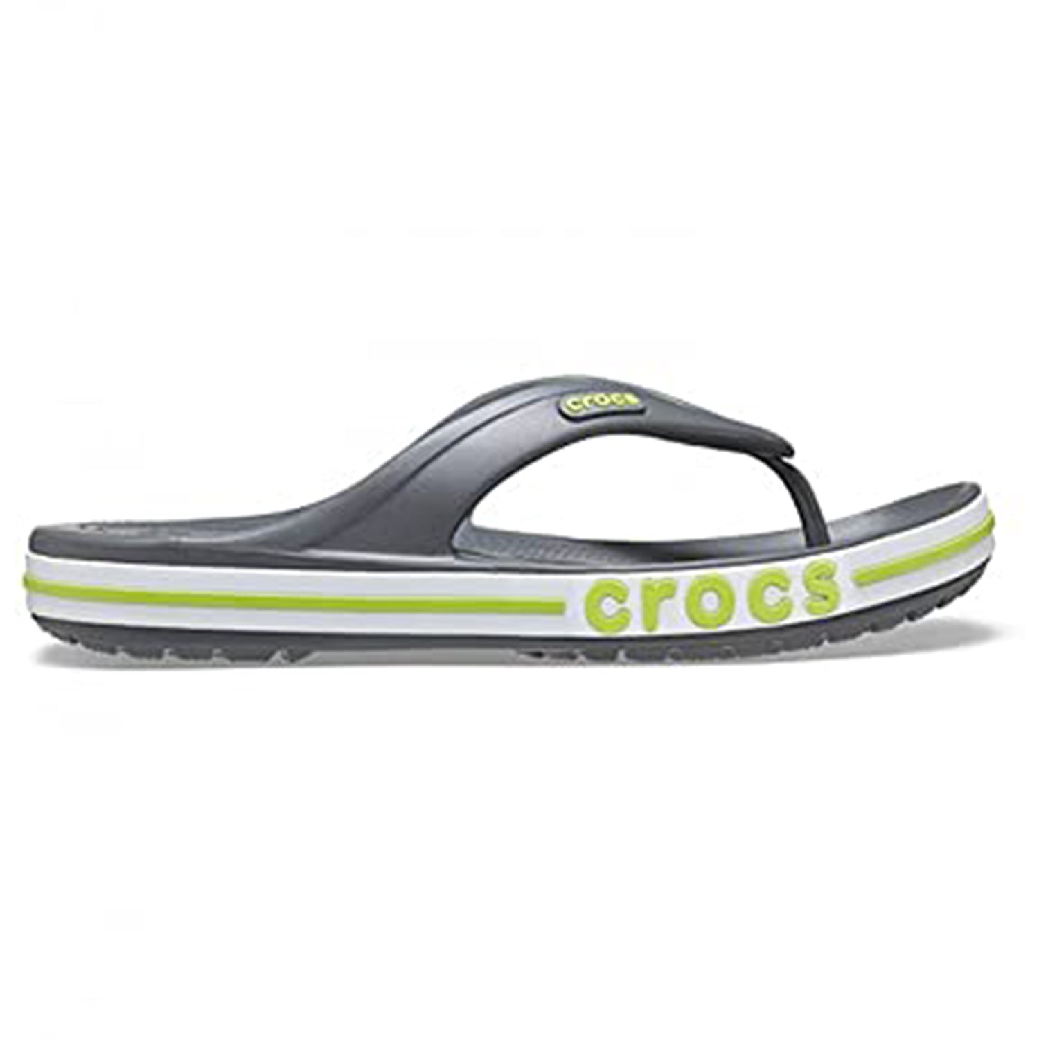 Crocs Crocband Baya Flip Flop - Unisex Slate Grey Lime Punch Shoe Deals Outlet