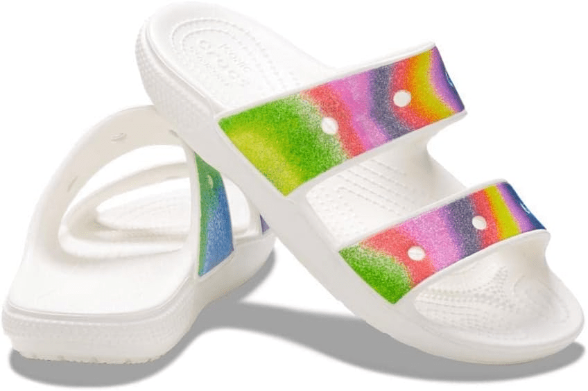 Crocs Classic Two - Strap Slide White / Spray Dye Men's M / Women's 12 M 196265153770 Shoe Deals Outlet