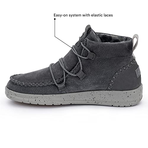 Hey Dude Eloise Boots - Women's Suede Dark Grey Shoe Deals Outlet