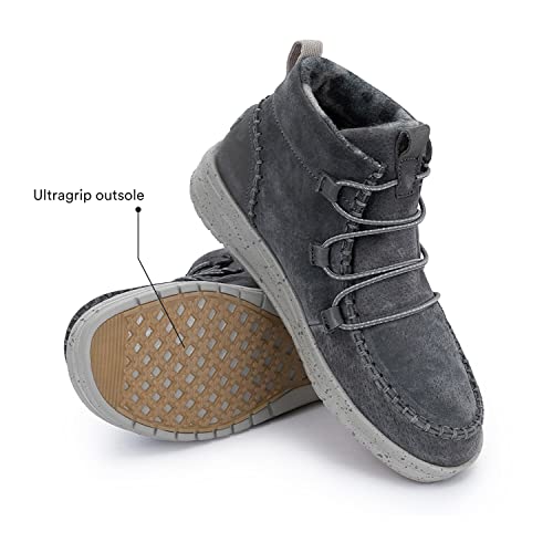 Hey Dude Eloise Boots - Women's Suede Dark Grey Shoe Deals Outlet