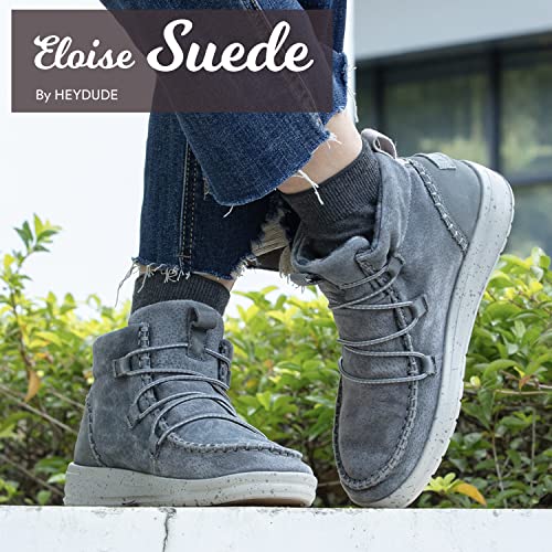 Hey Dude Eloise Boots - Women's Suede Dark Grey Shoe Deals Outlet