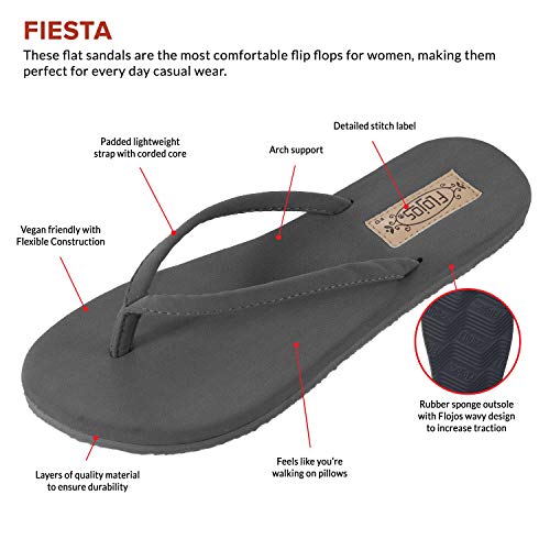 Flojos Fiesta Flip - Flops - Women's Charcoal Shoe Deals Outlet