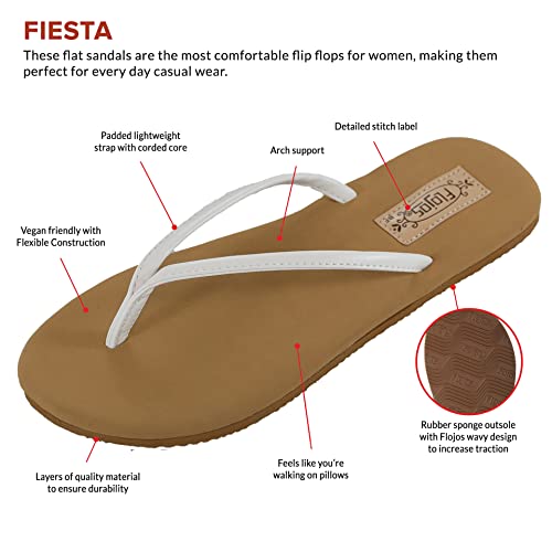 Flojos Fiesta Flip - Flops - Women's White/Tan Shoe Deals Outlet