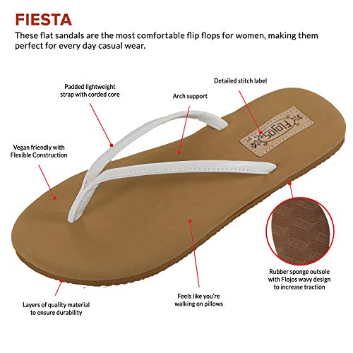 Flojos Fiesta Flip - Flops - Women's White/Tan Shoe Deals Outlet