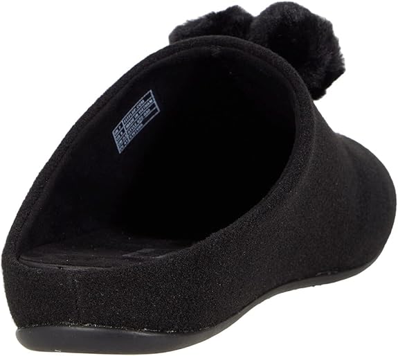FitFlop Chrissie Pom Pom Mule All Black 6 M 195305063864 Shoe Deals Outlet