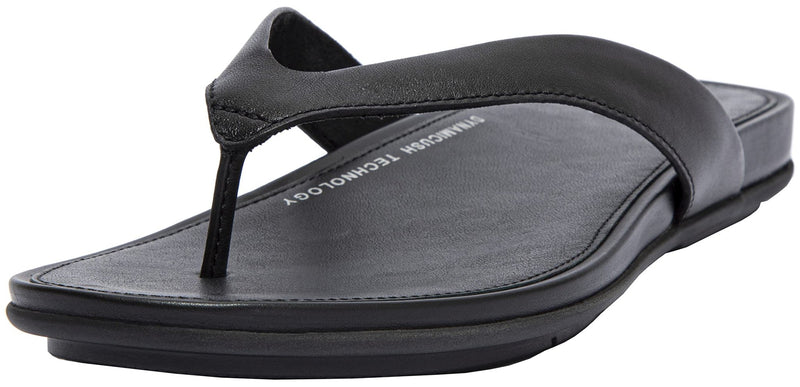 FitFlop Gracie Leather Flip - Flops - Women's All Black Shoe Deals Outlet