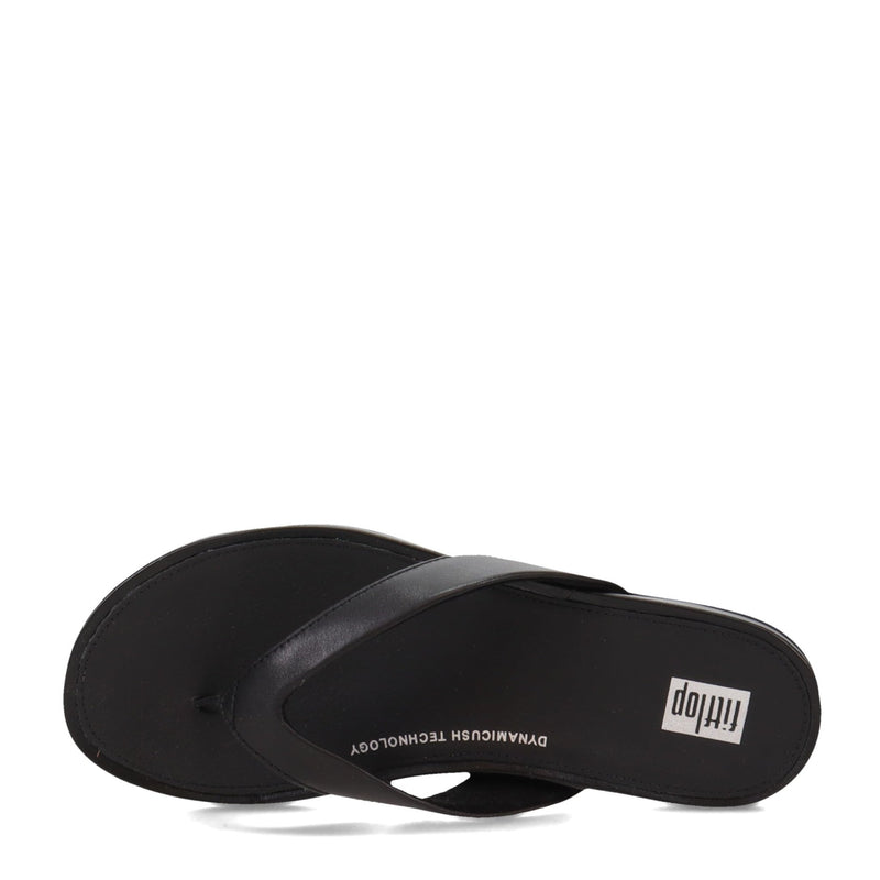 FitFlop Gracie Leather Flip - Flops - Women's All Black Shoe Deals Outlet