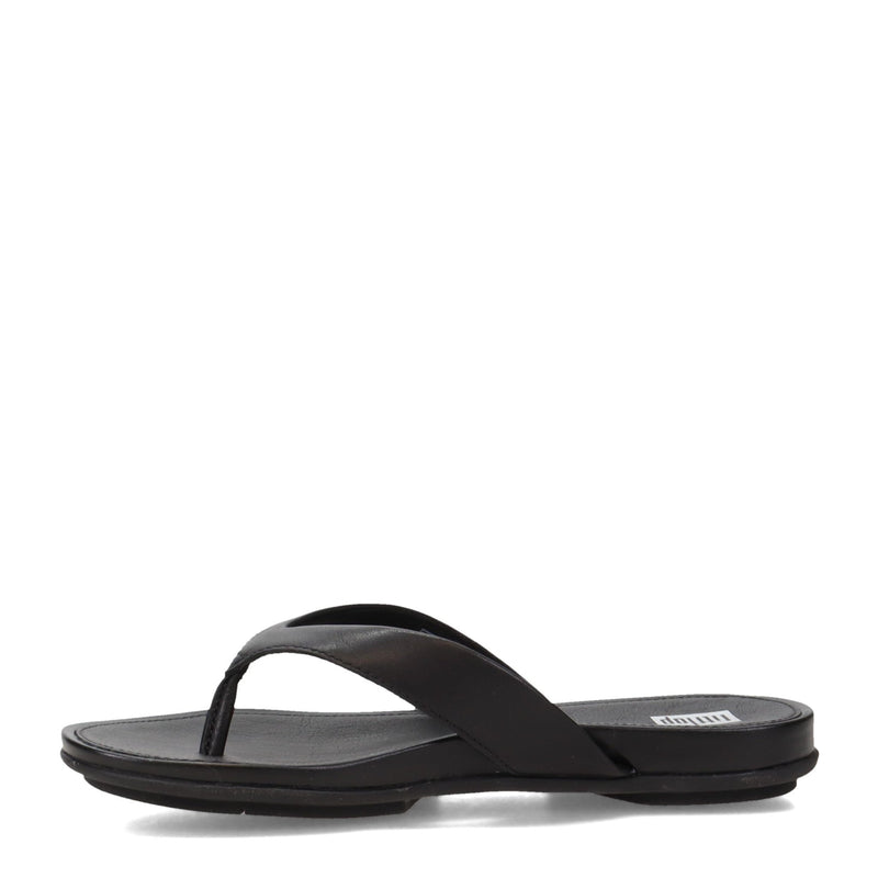FitFlop Gracie Leather Flip - Flops - Women's All Black Shoe Deals Outlet