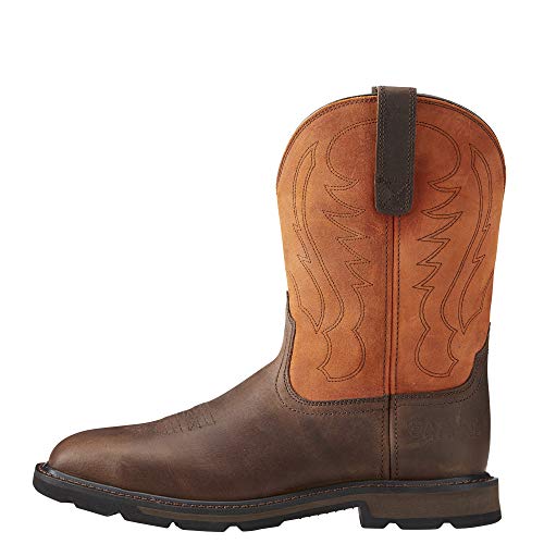 Ariat Groundbreaker Wide Square Steel Toe Work Boot - Men's Brown/Ember Shoe Deals Outlet