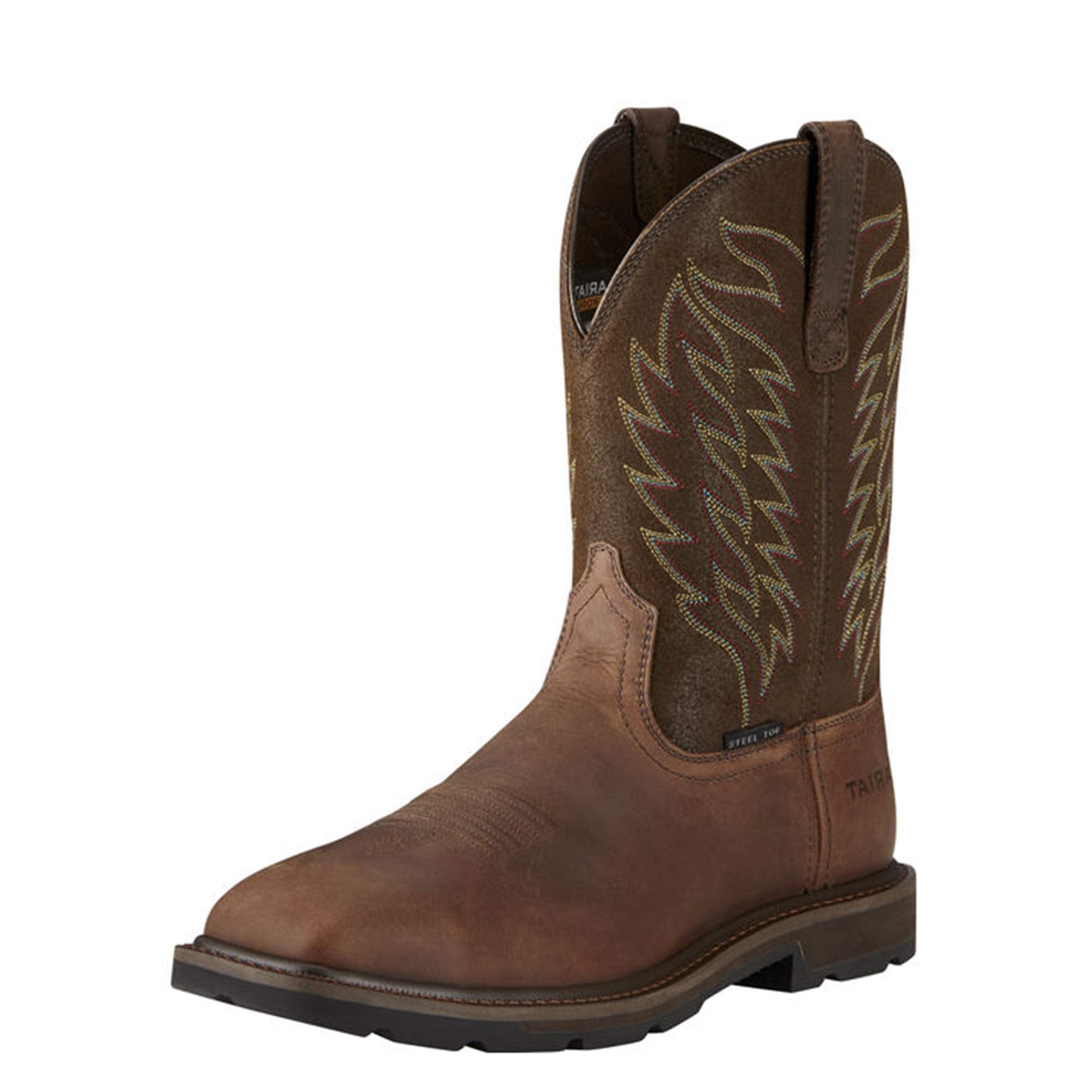 Ariat Groundbreaker Wide Square Steel Toe Work Boot - Men's Brown Shoe Deals Outlet