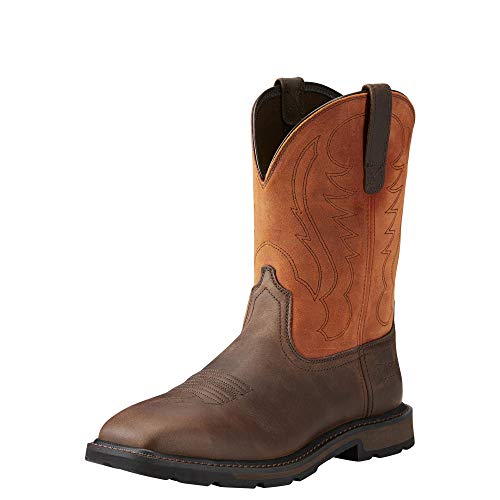 Ariat Groundbreaker Wide Square Steel Toe Work Boot - Men's Brown/Ember Shoe Deals Outlet