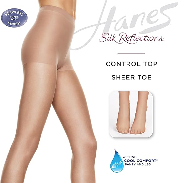 Hanes Silk Reflections Silky Sheer Non - Control Top Pantyhose Cafe Au Lait CD 012036404660 Shoe Deals Outlet