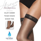 Hanes Silk Reflections Silky Sheer Thigh Highs White AB 012036200743 Shoe Deals Outlet