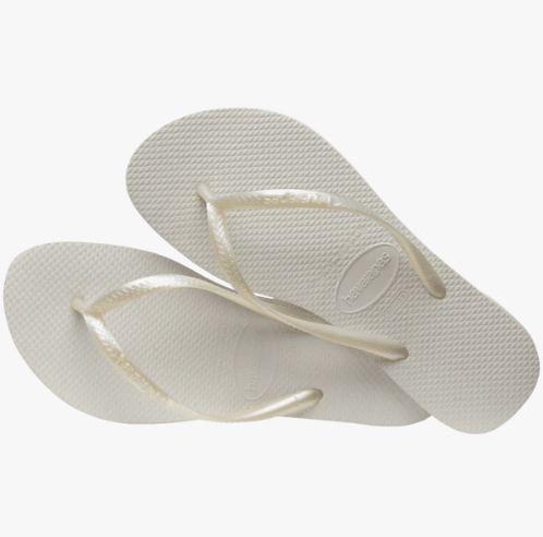 Havaianas Slim Sandals White / Black Men's 9/10 / Women's 11/12 M 7893249248776 Shoe Deals Outlet