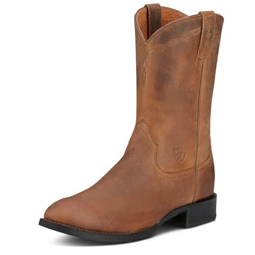Ariat Heritage Roper Western Cowboy Square Toe Boot - Men's Distressed Brown Shoe Deals Outlet