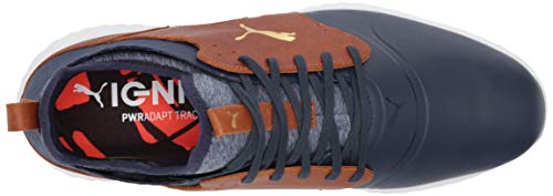 PUMA Ignite PWRADAPT Caged Crafted Golf Shoes - Men's Peacoat - leather Brown - puma Team Gold Shoe Deals Outlet