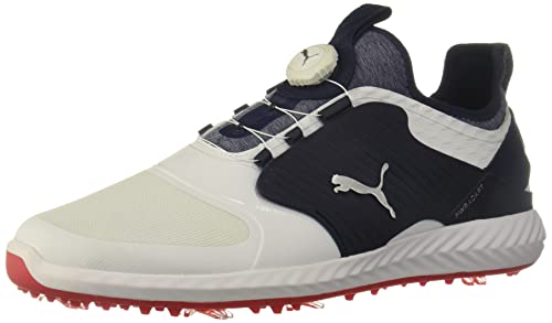 PUMA Ignite PWRADAPT Caged Golf Shoes - Men's White/Silver/Peacoat Shoe Deals Outlet
