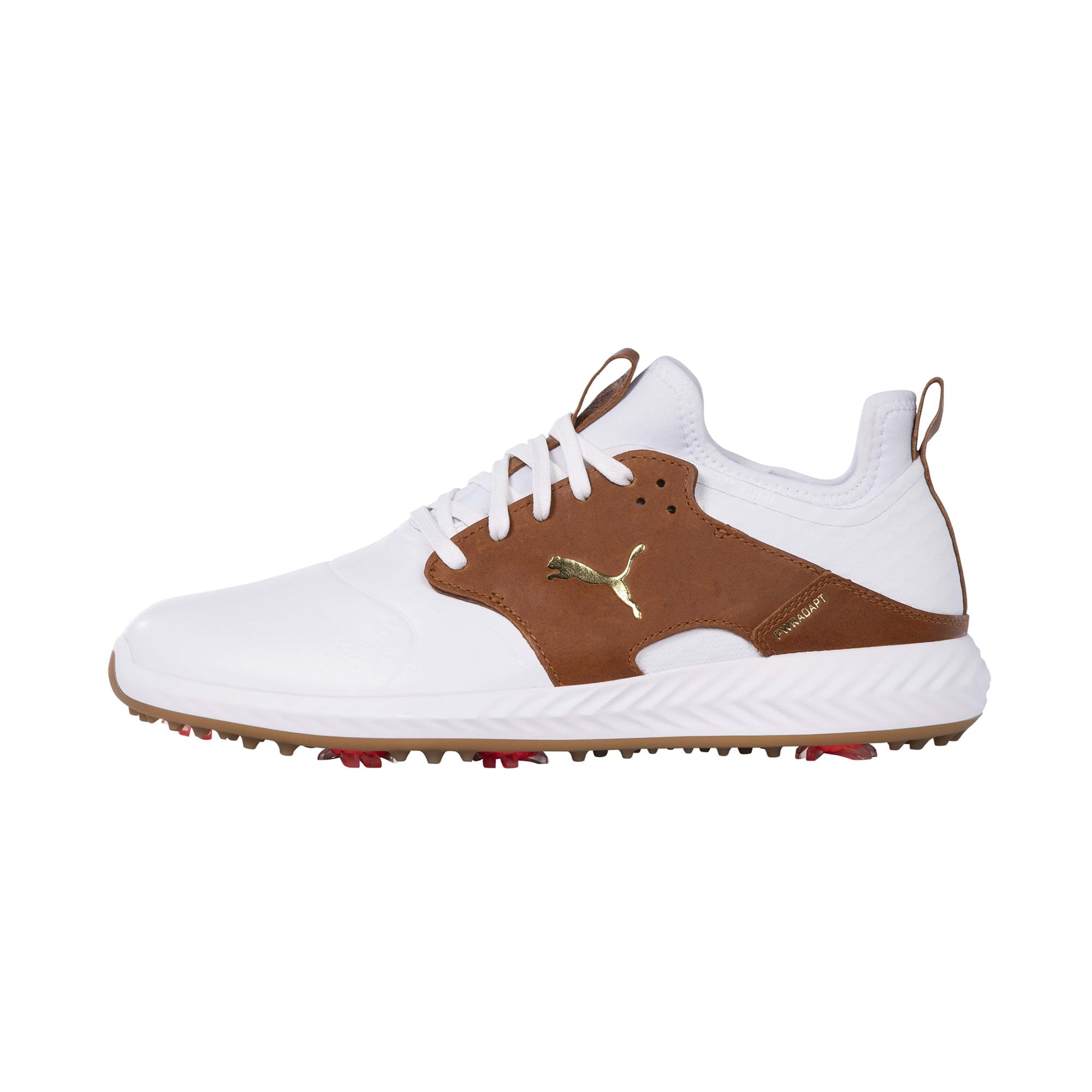 PUMA Ignite PWRADAPT Caged Golf Shoes - Men's White/Brown Shoe Deals Outlet
