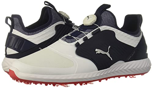PUMA Ignite PWRADAPT Caged Golf Shoes - Men's White/Silver/Peacoat Shoe Deals Outlet