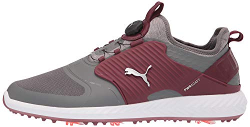 PUMA Ignite PWRADAPT Caged Golf Shoes - Men's Quiet Shade - puma Silver - zinfandel Shoe Deals Outlet