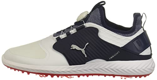 PUMA Ignite PWRADAPT Caged Golf Shoes - Men's White/Silver/Peacoat Shoe Deals Outlet