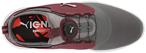 PUMA Ignite PWRADAPT Caged Golf Shoes - Men's Quiet Shade - puma Silver - zinfandel Shoe Deals Outlet