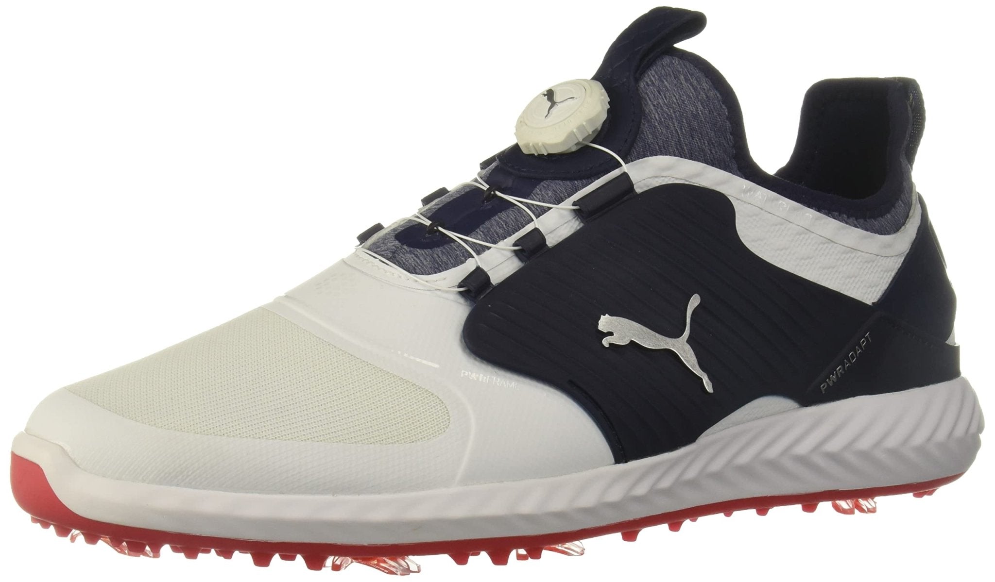 PUMA Ignite PWRADAPT Caged Golf Shoes - Men's White/Silver/Peacoat Shoe Deals Outlet