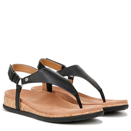 VIONIC Kirra II T - Strap Sandal - Women's Black Leather Shoe Deals Outlet