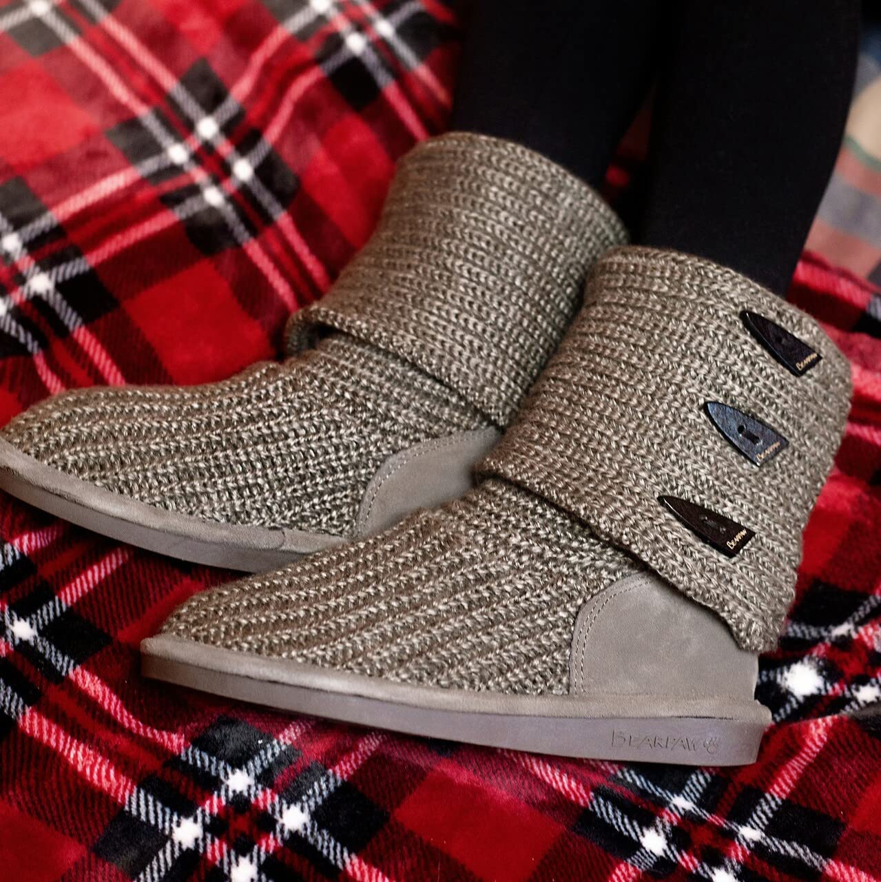 BEARPAW Knit Tall Boot - Women's Grey Shoe Deals Outlet
