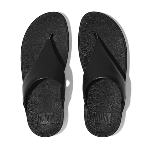 FitFlop Lulu Leather Toe - Post Sandals - Women's Black 2 Shoe Deals Outlet