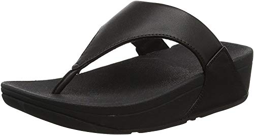 FitFlop Lulu Leather Toe - Post Sandals - Women's Black 2 Shoe Deals Outlet