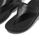 FitFlop Lulu Leather Toe - Post Sandals - Women's Black 2 Shoe Deals Outlet