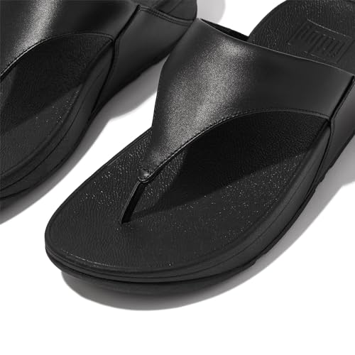 FitFlop Lulu Leather Toe - Post Sandals - Women's Black 2 Shoe Deals Outlet