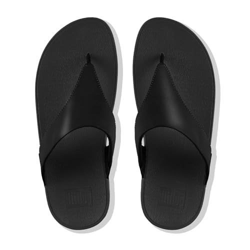 FitFlop Lulu Leather Toe - Post Sandals - Women's Black 2 Shoe Deals Outlet