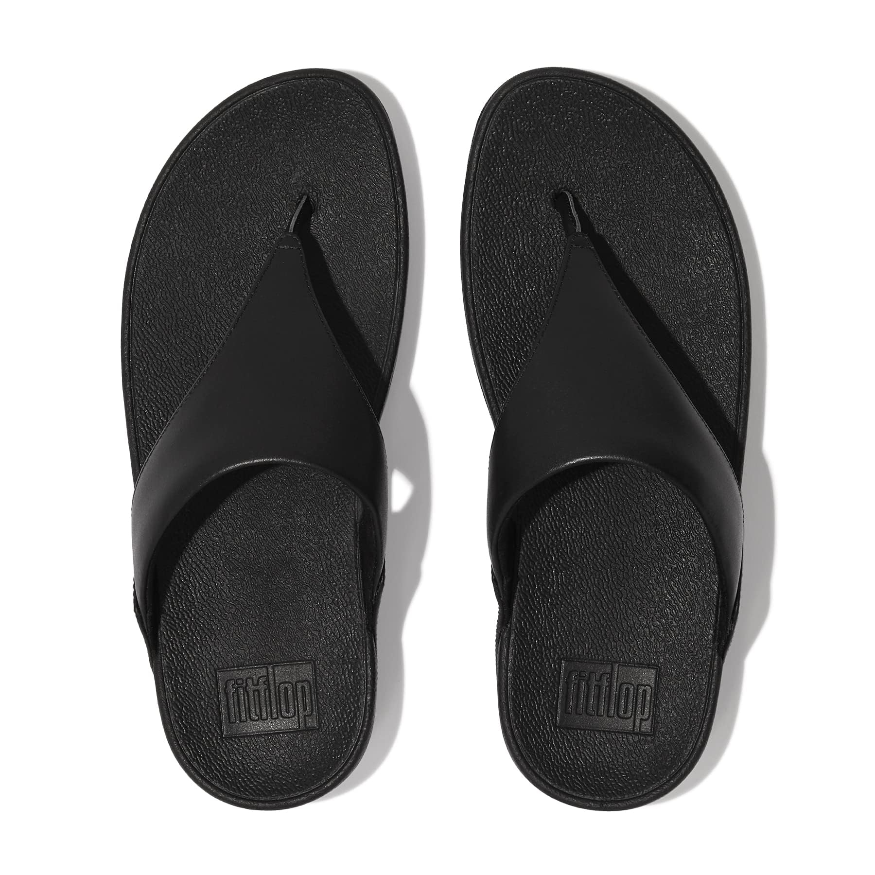 FitFlop Lulu Leather Toe - Post Sandals - Women's Black 2 Shoe Deals Outlet