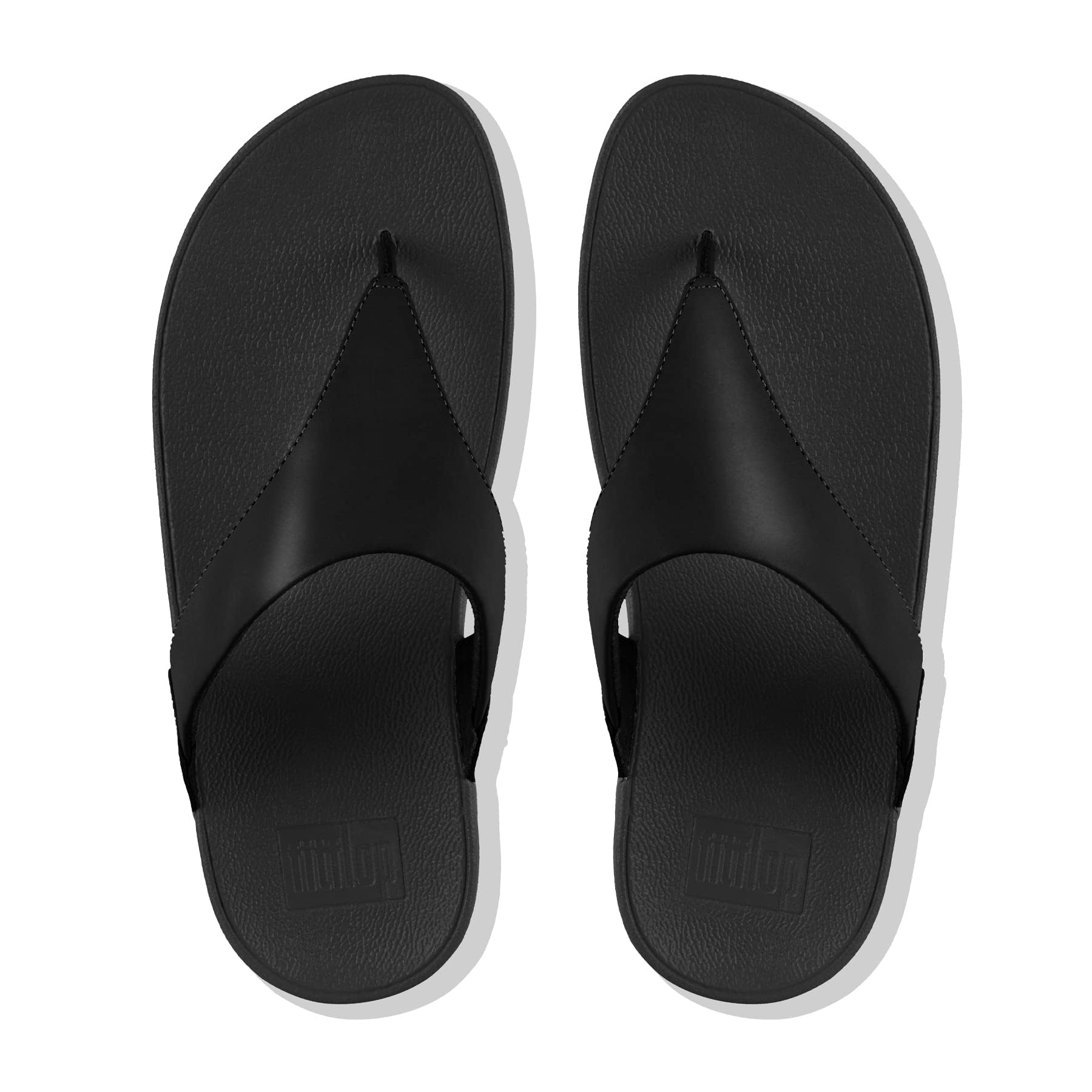 FitFlop Lulu Leather Toe - Post Sandals - Women's Black 2 Shoe Deals Outlet