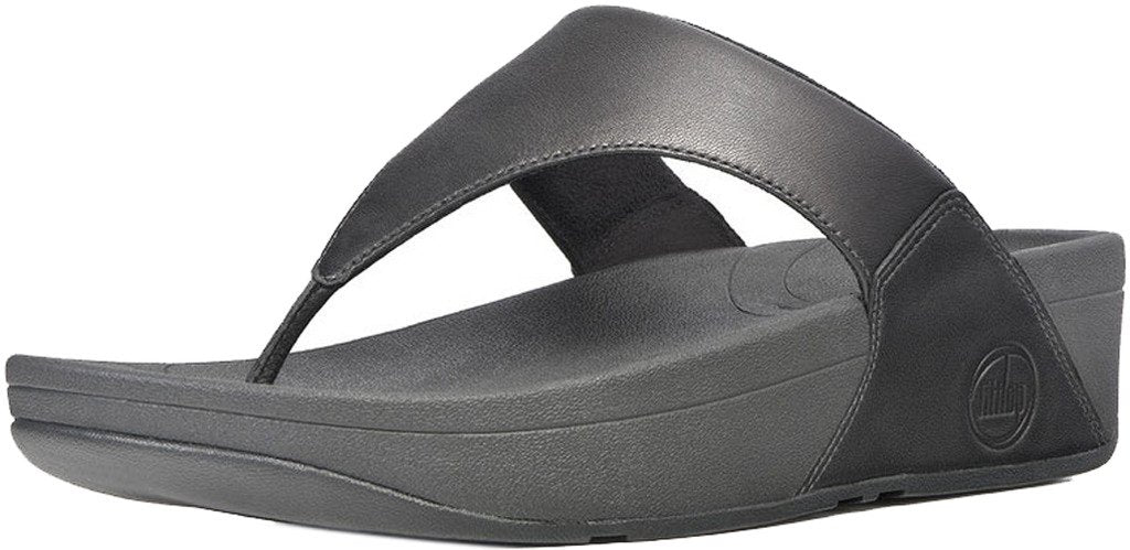 FitFlop Lulu Leather Toe - Post Sandals - Women's Black Shoe Deals Outlet