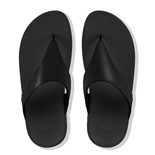 FitFlop Lulu Leather Toe - Post Sandals - Women's Black 2 Shoe Deals Outlet