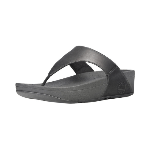 FitFlop Lulu Leather Toe - Post Sandals - Women's Black 2 Shoe Deals Outlet
