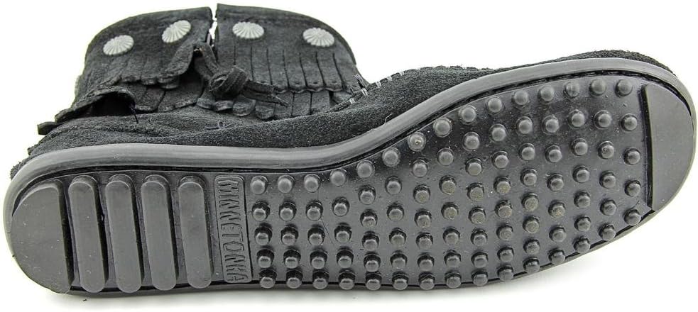 Minnetonka Double - Fringe Side Black 8.5 M 747647888287 Shoe Deals Outlet