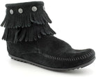 Minnetonka Double - Fringe Side Black 8.5 M 747647888287 Shoe Deals Outlet