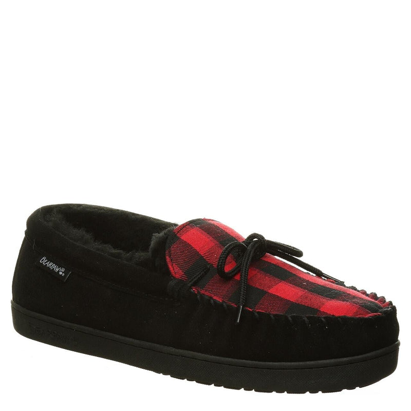 BEARPAW Moc II Slippers - Men's Black Multi Knit Shoe Deals Outlet
