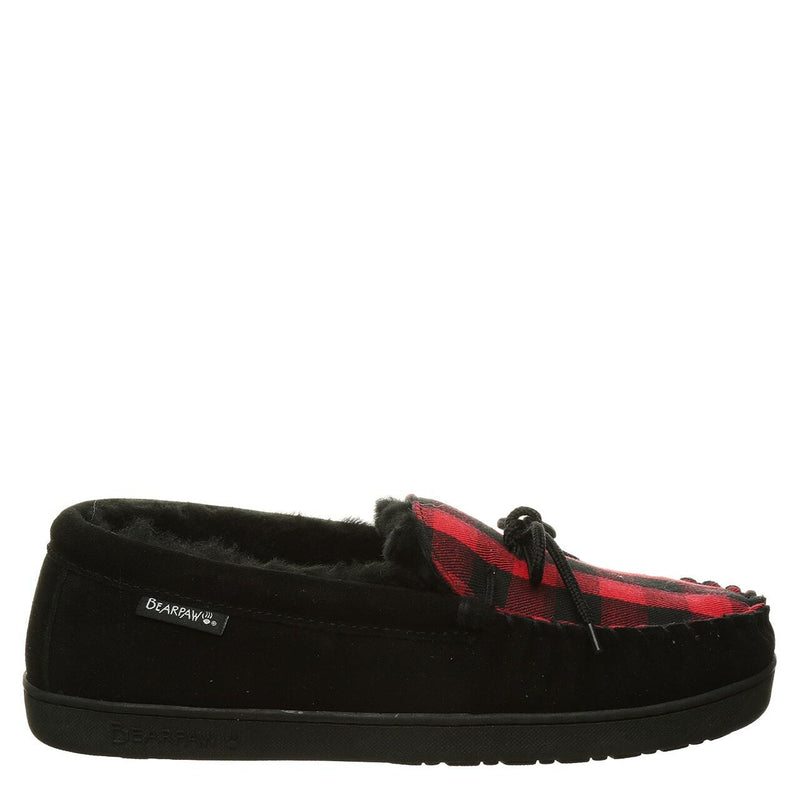 BEARPAW Moc II Slippers - Men's Black Multi Knit Shoe Deals Outlet