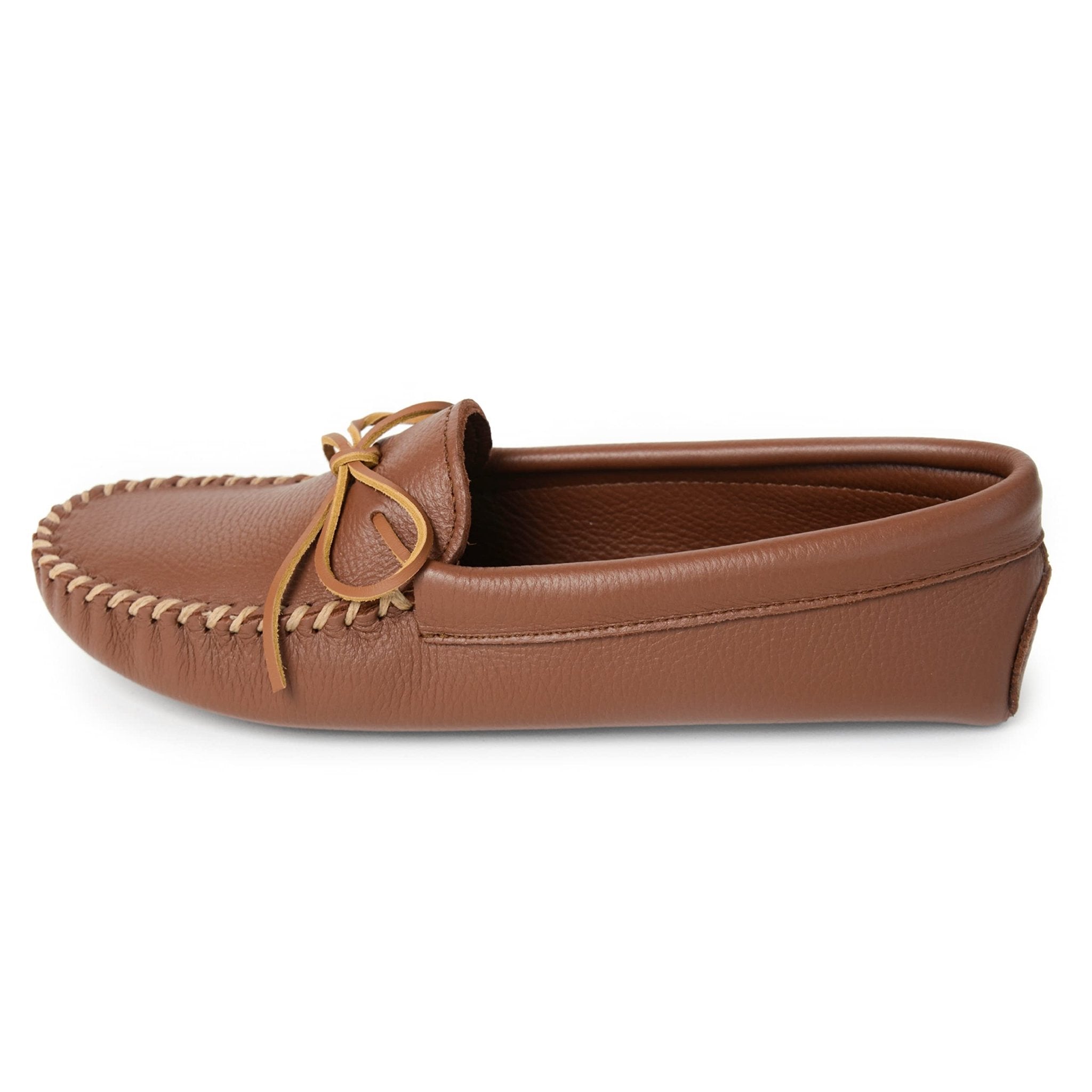 Minnetonka Moccasins Double Deerskin Softsole - Men's Carmel Deerskin Shoe Deals Outlet
