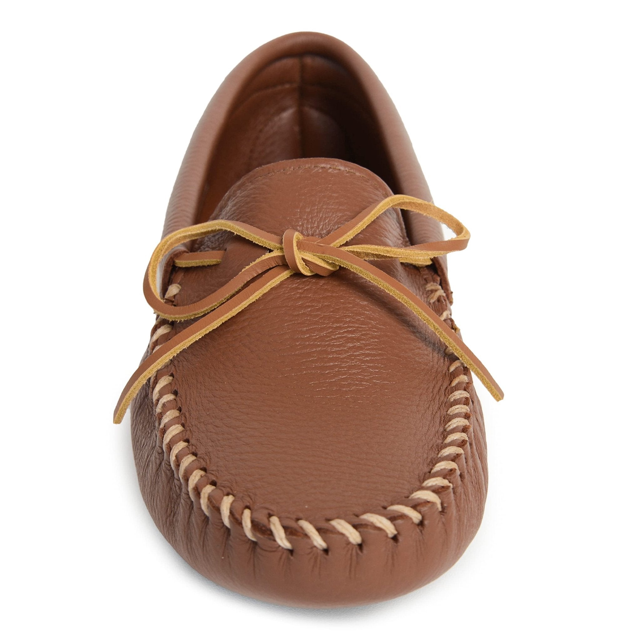 Minnetonka Moccasins Double Deerskin Softsole - Men's Carmel Deerskin Shoe Deals Outlet